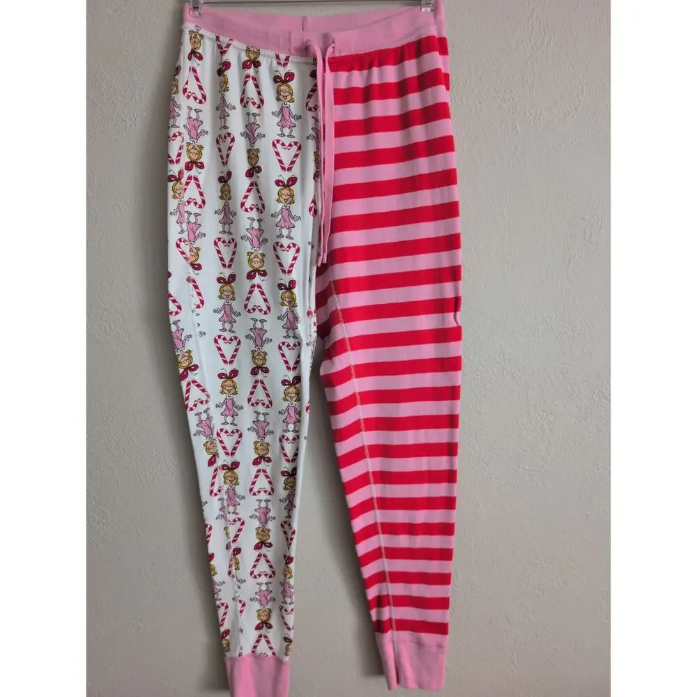 Hanna Anderson Dr Seuss Grinch Kids Pajamas M Oeko Tex Pink Red Stripe Cindy Lou